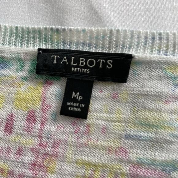 Talbots Santorini Greece V Neck Casual Top Size M Petite Euro Summer Art To Wear - Picture 7 of 10